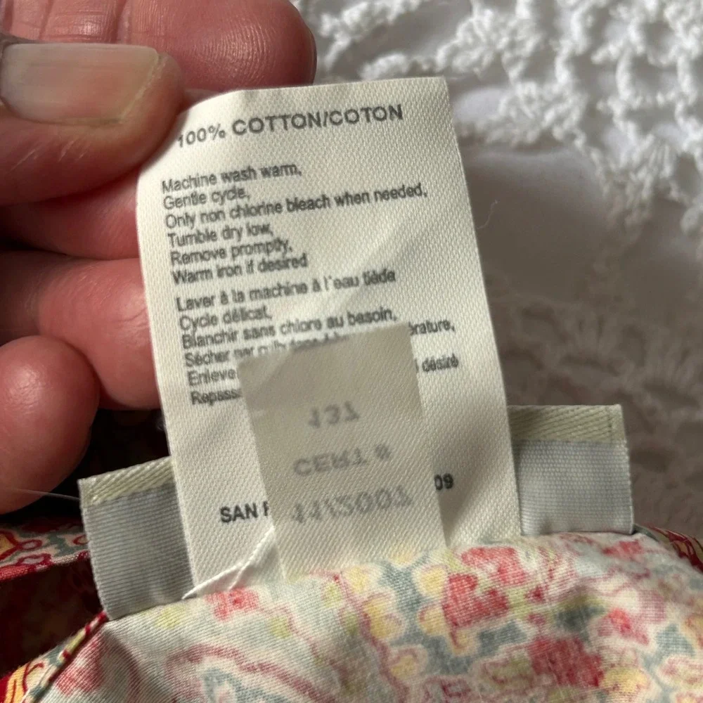 Pottery Barn Red Gold Teal Paisley 100% Cotton Pillowcase